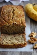 Delicious, low-fat, gluten-free banana nut bread made two-ways! So moist and delicious, you can't tell it's light. My family went bananas for this!!