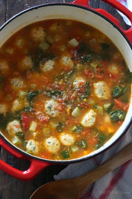 Mini Turkey Meatball Vegetable Soup is kid-friendly and perfect to warm up to on a chilly autumn night.