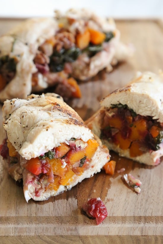 Turkey tenderloins stuffed with a sweet and savory filling of butternut squash, cranberries, sage and pecans – this tastes like Thanksgiving, all wrapped up in one dish!