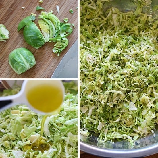 This raw shredded brussels sprouts salad is so simple to make, even a 4 year old can do it (with Mommy's help). Tossed with a little olive oil, lemon juice, salt and pepper, it makes a wonderful side dish to any meal, and my family loves it!