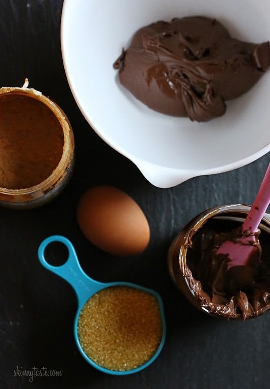 These cookies are amazing!!! And so easy to make, you don't even need a mixer! Only 5 ingredients including Nutella, Chunky Almond Butter and Cocoa Powder.