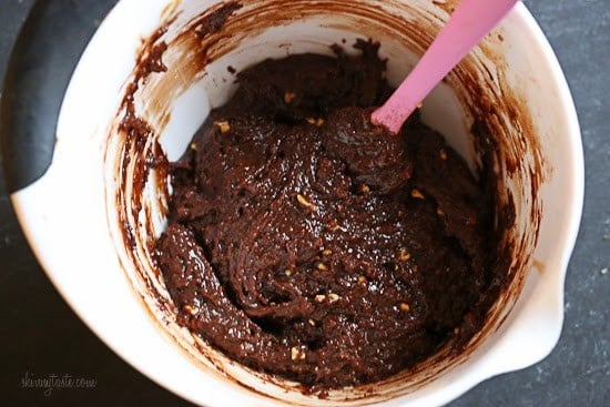 These cookies are amazing!!! And so easy to make, you don't even need a mixer! Only 5 ingredients including Nutella, Chunky Almond Butter and Cocoa Powder.