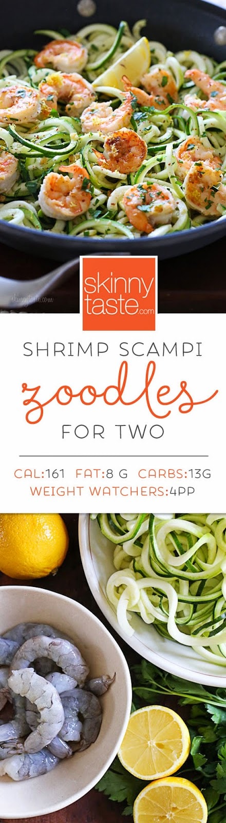 Shrimp Scampi Zoodles for Two Shrimp Scampi Zoodles for Two – a quick and easy spiralized meal!
