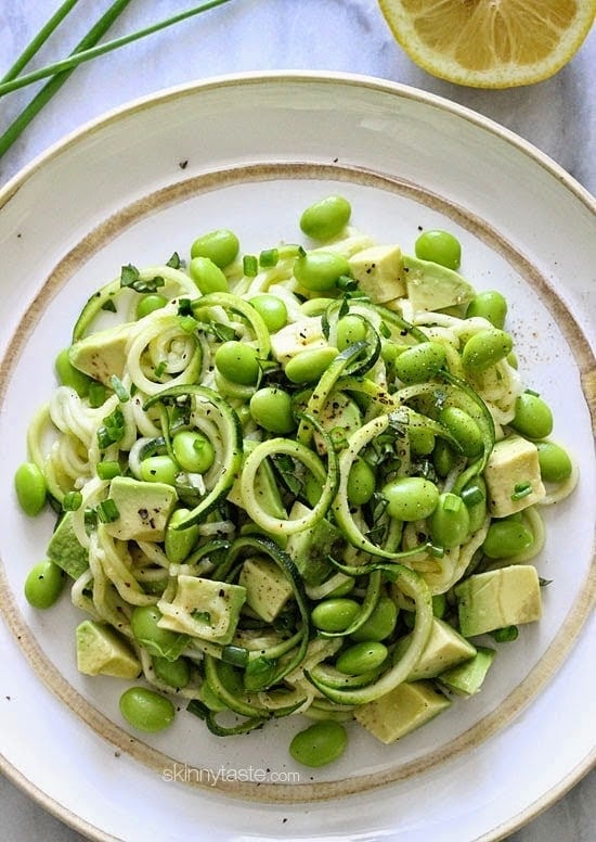Shrimp Scampi Zoodles for Two, a delicious garlic shrimp and lemon dish over zucchini noodles is an EASY low-carb dish that takes less than 20 minutes! It's also gluten-free, paleo, Whole30 and keto!