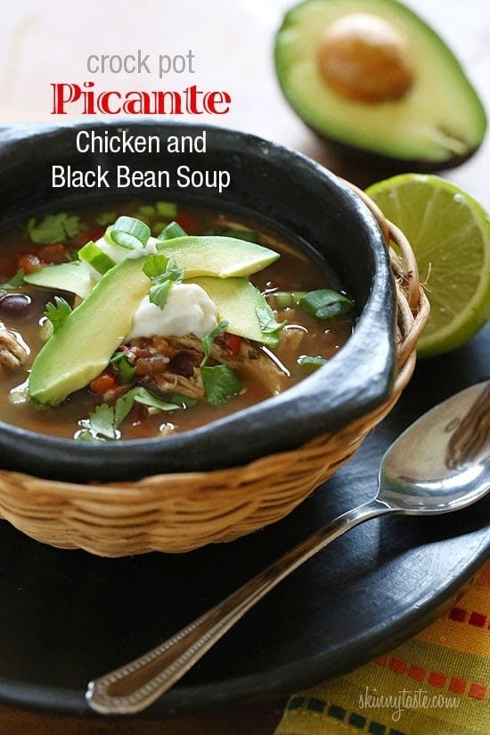 Crock Pot Picante Chicken and Black Bean Soup