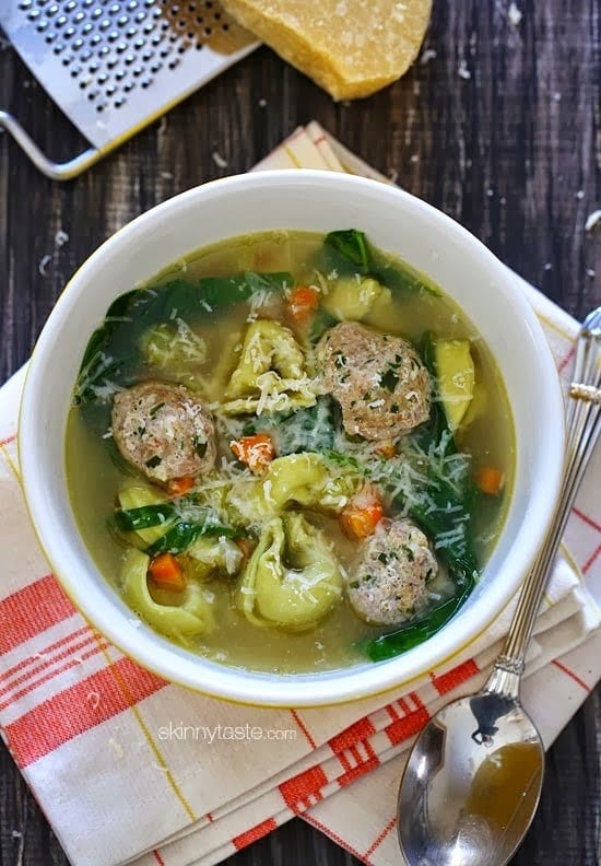 Turkey Meatball Spinach Tortellini Soup