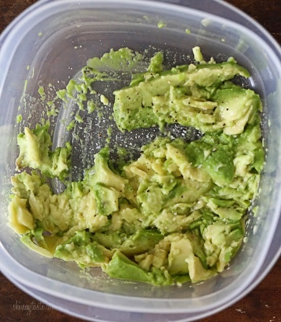 mashed avocado to make avocado toast
