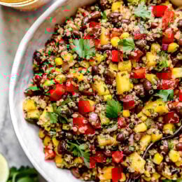 This healthy Southwestern Black Bean, Quinoa and Mango Salad is delicious, a great way to get more vegetables and plant-based foods to your diet.