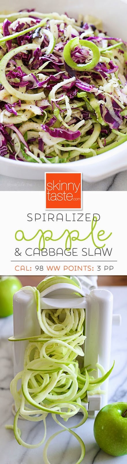 Spiralized Apple and Cabbage Slaw Spiralized Apple and Cabbage Slaw – Quick, easy and delicious!
