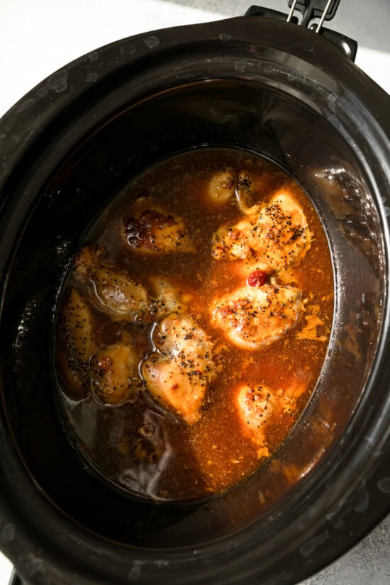 cooked chicken in slow cooker