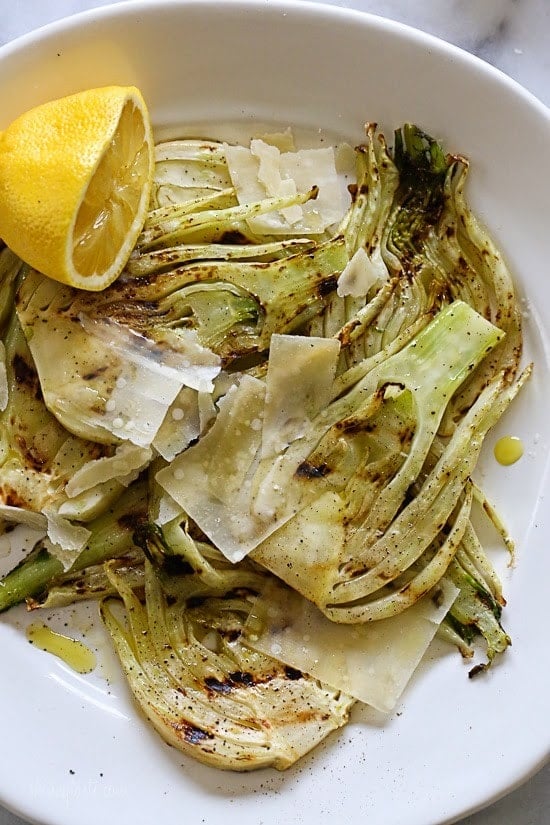 Grilled Fennel with Parmesan and Lemon Grilled fennel with lemon, olive oil and shaved parmesan is my FAVORITE way to eat fennel. If you think you're not a fennel fan, this is the recipe that may change your mind!