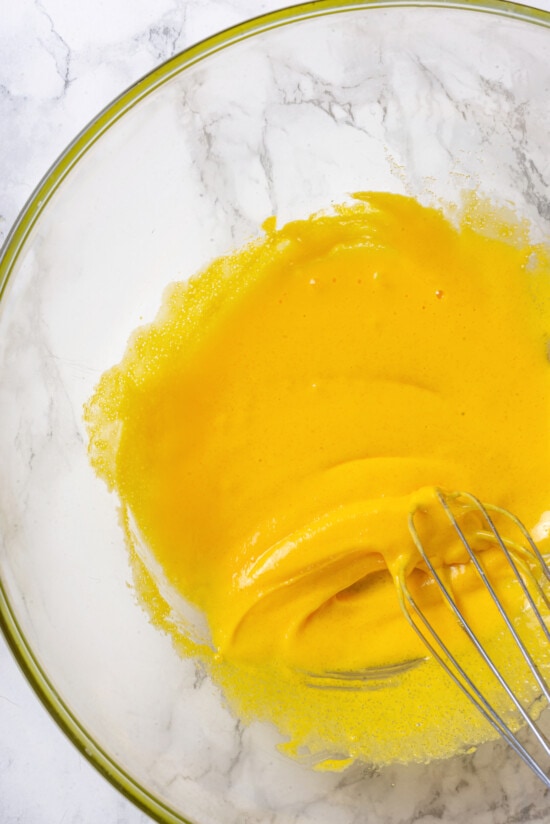 This easy almond cake recipe is made with just 5 ingredients but don't let its simplicity fool you—it's light, airy, and so delicious! Egg yolk mixture for almond cake