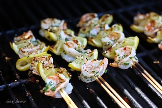 Grilled Shrimp Scampi Skewers Grilled Shrimp Scampi Skewers – lemon, garlic, parmesan and parsley are the perfect combination for these delicious skewers!
