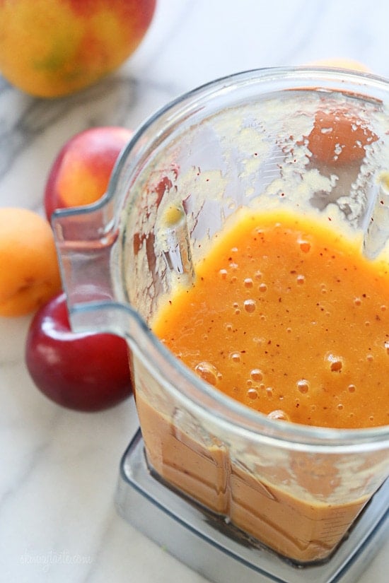 Summer Mango Stone Fruit Smoothie Summer Mango Stone Fruit Smoothie – a dairy-free, gluten-free, vegan smoothie that is simply delicious, made with ripe mango, plums, apricots and peaches or nectarines.