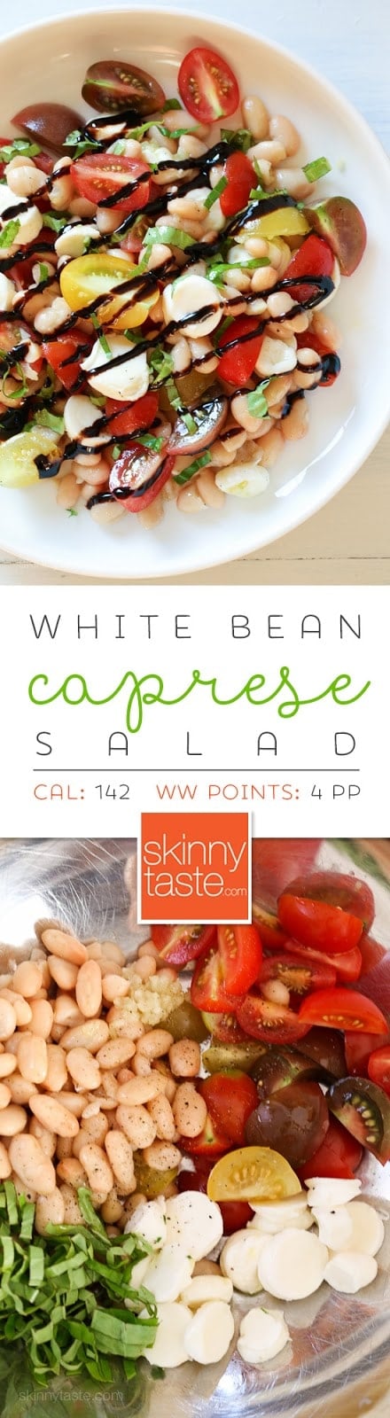 White Bean Caprese Salad White Bean Caprese Salad – a delicious, protein packed summer salad that is EASY to make, no cooking required!