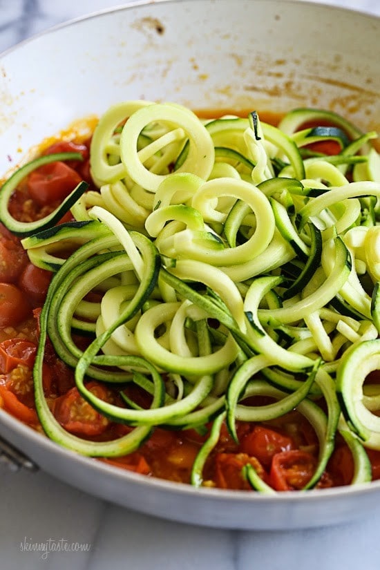 Quick Spiralized Zucchini (Zoodles) and Grape Tomatoes Quick Spiralized Zucchini (Zoodles) and Grape Tomatoes