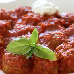 These meatless meatballs were a HUGE hit in my house, I even let my neighbors and friends try and everyone loved them! Made with grated zucchini, garlic, Pecorino Romano, basil, bread crumbs and egg, then baked in the oven and finished in a pomodoro sauce.