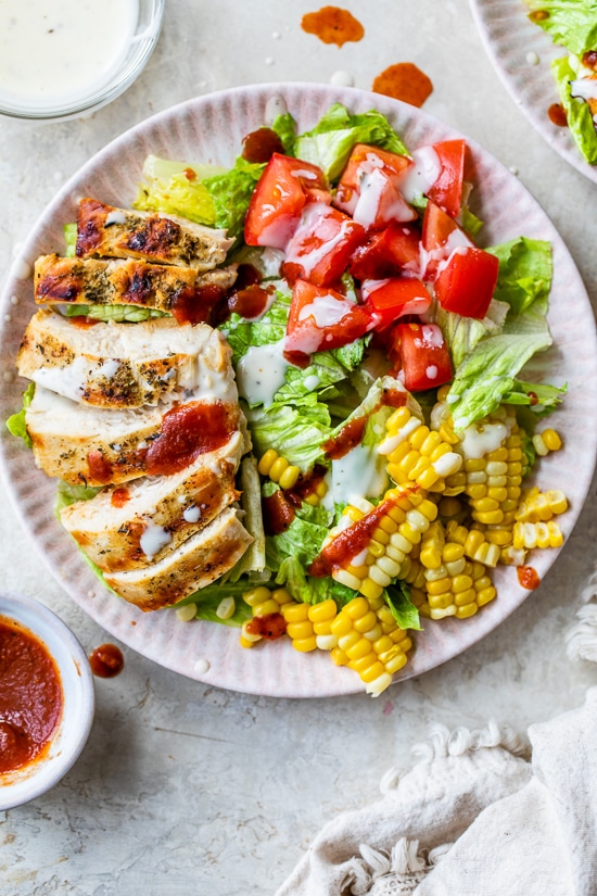 hearty warm BBQ chicken salad