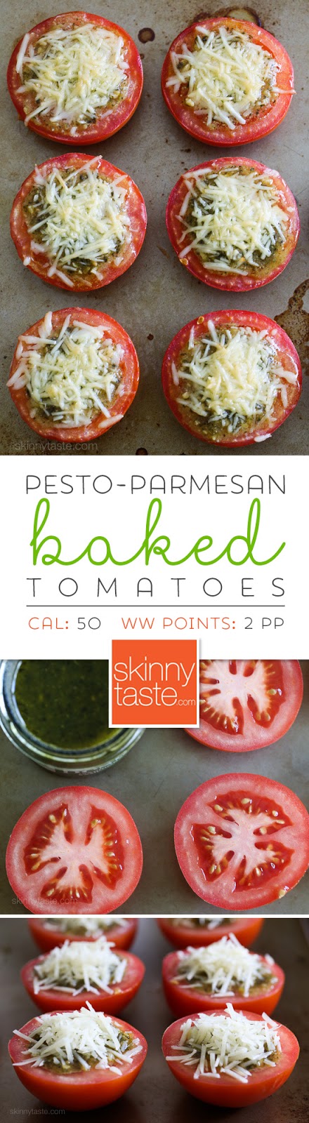 Pesto-Parmesan Baked Tomatoes Pesto-Parmesan Baked Tomatoes – EASY, just 3 ingredients!