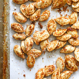 Smoky BBQ Spiced Pumpkin Seeds, a fun twist on roasted pumpkin seeds that are healthy to snack on, or use them as a salad topper.