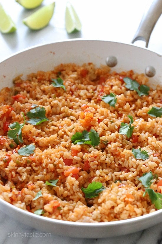 Quick Mexican Brown Rice This Quick Mexican Brown Rice is the perfect side dish that goes with everything from tacos, enchiladas, refried beans –you name it!