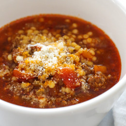 Beef, Tomato and Acini di Pepe Soup