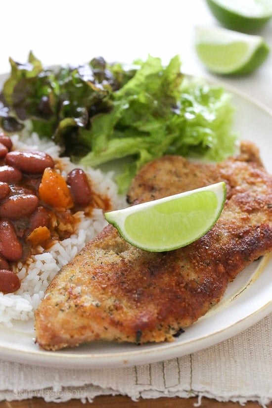 Breaded Pork Cutlets with Lime Breaded Pork Cutlets with Lime – lightly pan fried, easy to make, and very family friendly! Smart Points: 7 Calories: 216