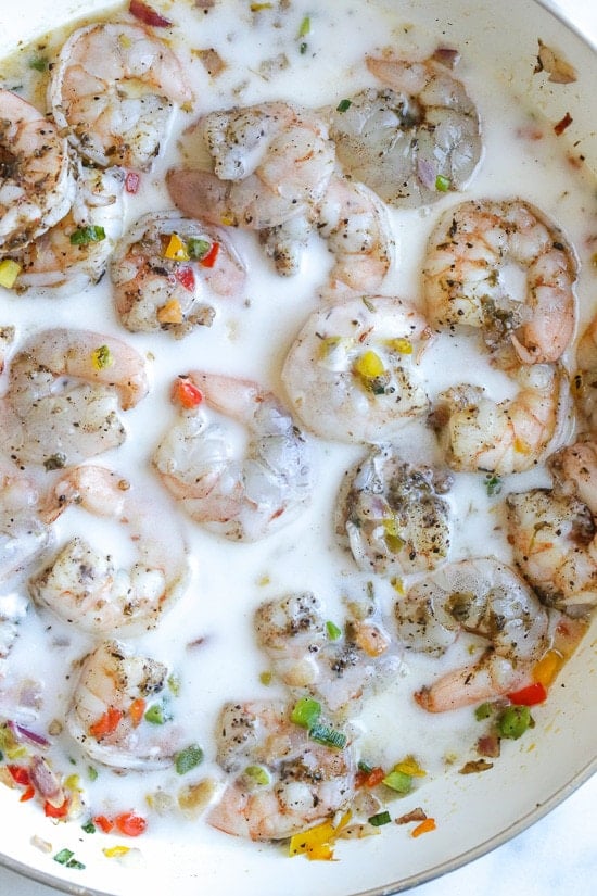 Jamaican Coconut Shrimp Stew, a quick, light and spicy shrimp dish simmered in coconut milk, inspired by my trip to Ochos Rios, Jamaica.