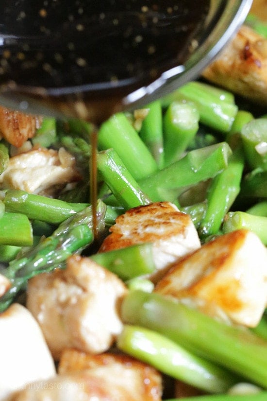 Chicken Asparagus Stir-Fry in Light Teriyaki Sauce