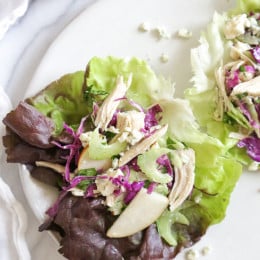 A lighter take on the classic Waldorf Chicken Salad served in lettuce leaves so you can eat them with your hands instead of a fork!