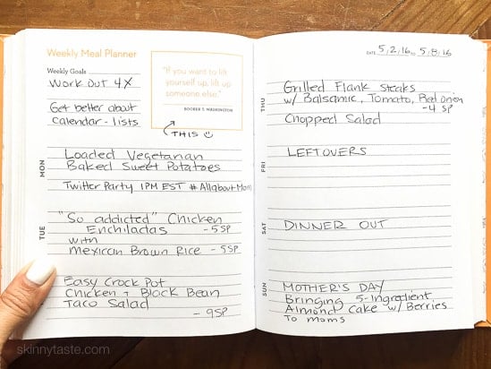 Easy healthy Skinny Taste dinner meal plan for the week