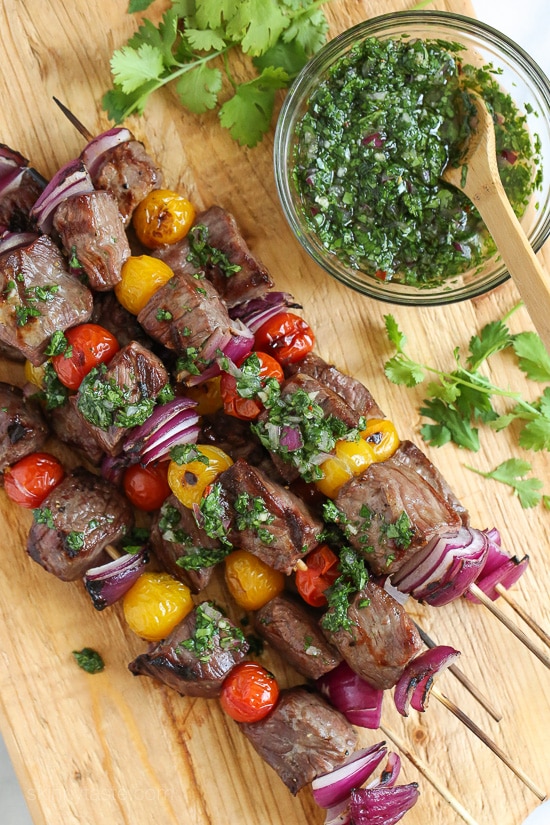 Grilled Steak Kebabs with Chimichurri-4