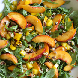 Peaches are so ripe and juicy right now, the perfect time to make this easy, delicious salad you can whip up in minutes!