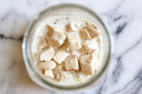 Chicken and dressing in a Mason Jar