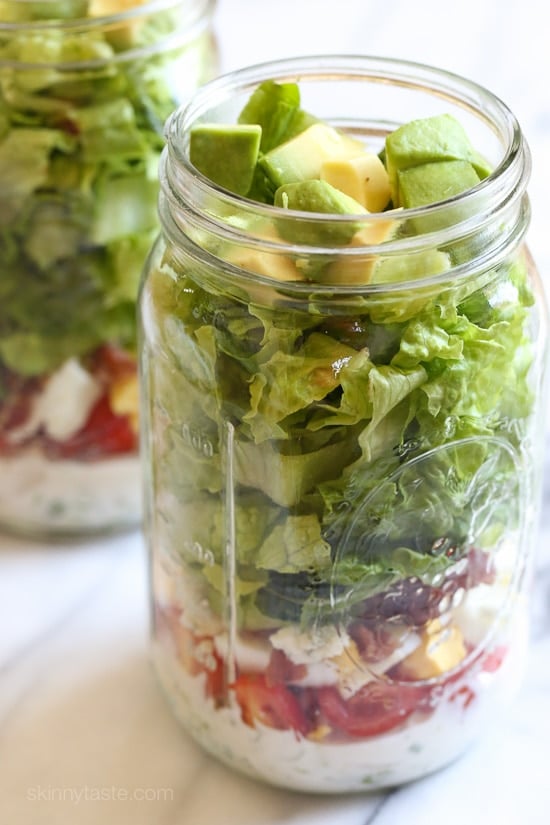 Cobb Salad in a Mason Jar with Buttermilk Ranch