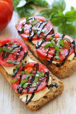I've been taking advantage of the tomatoes and basil overflowing from my garden with these simple French bread pizzas. Only 5 ingredients, less than 10 minutes to make! Have them for lunch or dinner paired with a side salad.