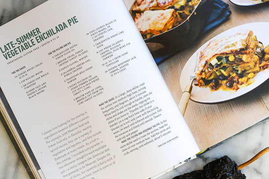 Late Summer Vegetable Enchilada Pie – A saucy, lasagna-like Mexican-American casserole layered with vegetables, tortillas, sauce and cheese.