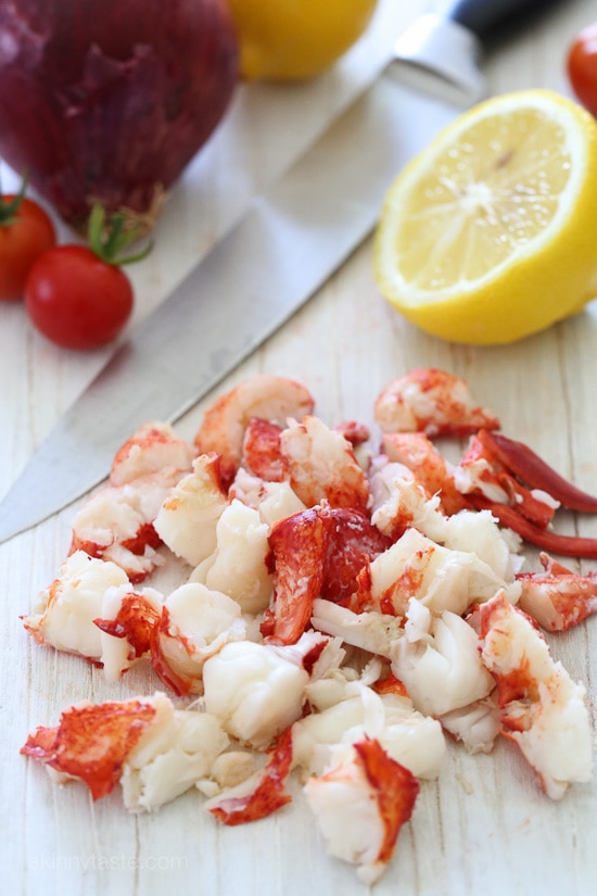This delicious, easy salad features succulent lobster tossed with chopped asparagus and tomatoes in a light lemon dressing. To save time, I buy the lobsters steamed from my local fishmonger.