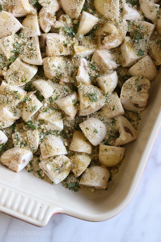 All the deliciousness of stuffed mushrooms without all the work! An easy side dish you can serve any night of the week!
