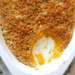 This lightened Butternut Squash Gratin is healthier and flavorful, you won't miss all the cream! A perfect side dish for Turkey or Roasted Chicken.