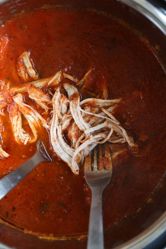 Pulled pork is not just for sandwiches, it's wonderful in this hearty sauce which is perfect over pasta, spaghetti squash or spiralized noodles.