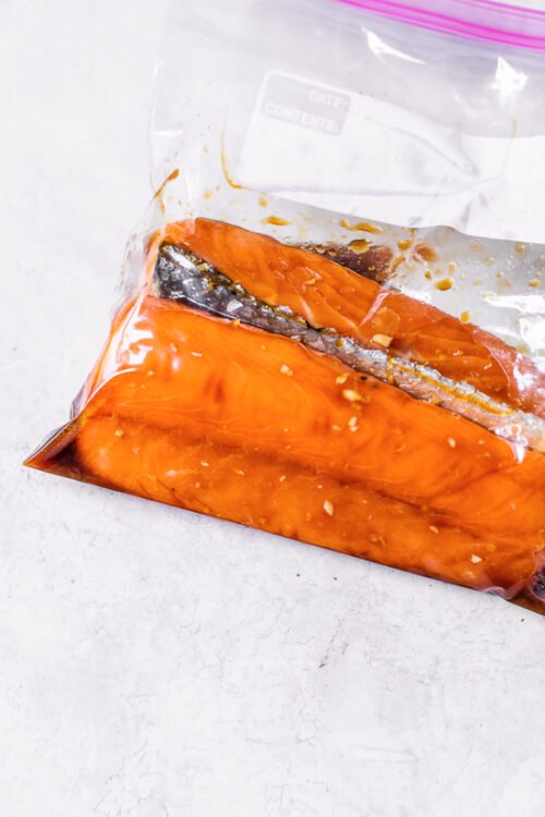 salmon in marinade