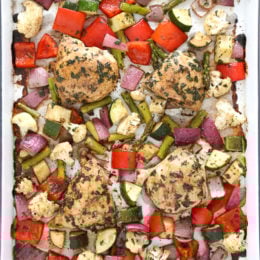 am I the only one obsessed with sheet-pan dinners? I mean, what’s easier than tossing everything with balsamic and herbs and throwing it in the oven for 20 minutes!