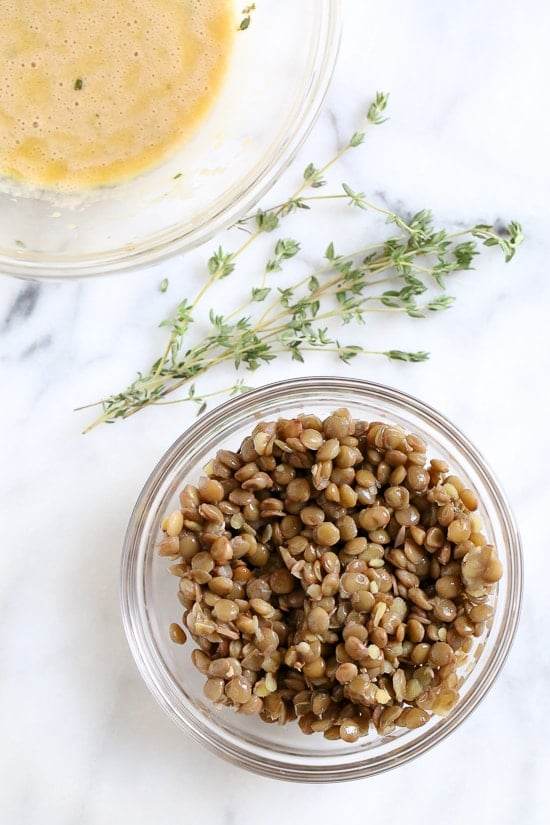 Asparagus and Green Lentils with Poached Egg