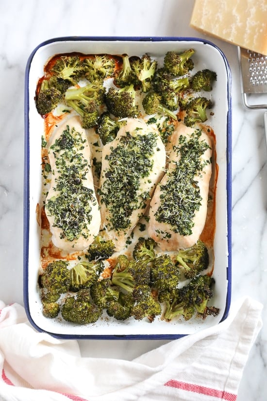 One Pan Parmesan-Crusted Chicken with Broccoli is so easy and tasty – and the best part, made all on one sheet pan which means easy clean up!