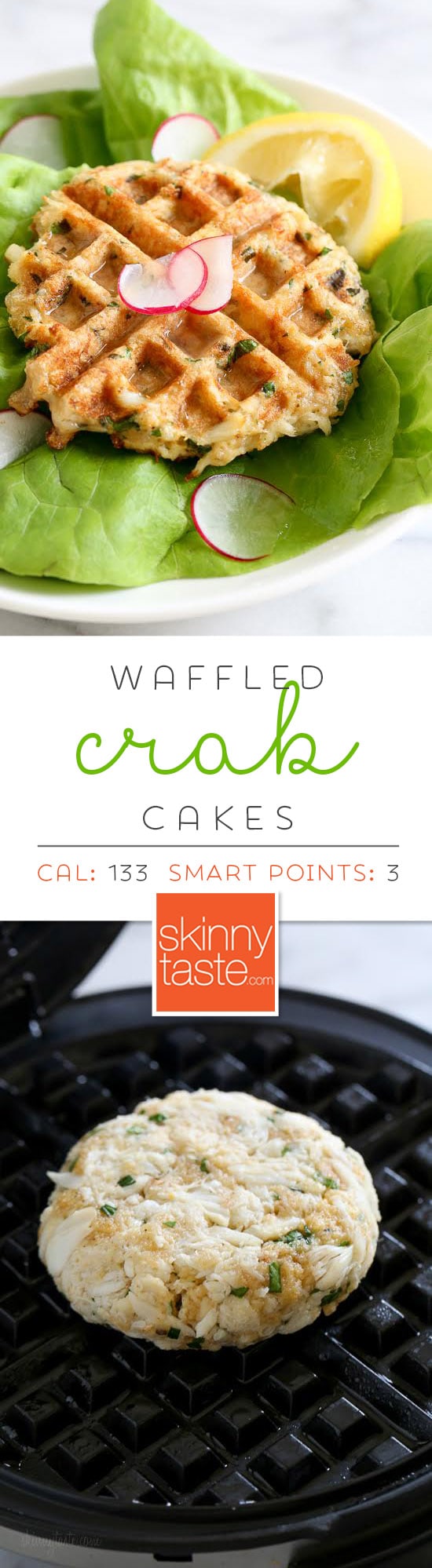 Dust off that waffle machine to make these fast and delicious Waffled Crab Cakes! This is so genius you're going to wonder why you haven't thought of this sooner. The crab cakes cook perfectly in the center, with golden edges in less than 3 minutes! And you get perfect little square pockets to hold the lemon juice or tartar sauce.