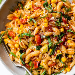 Summer Cavatelli Pasta with Corn, Tomatoes and Zucchini