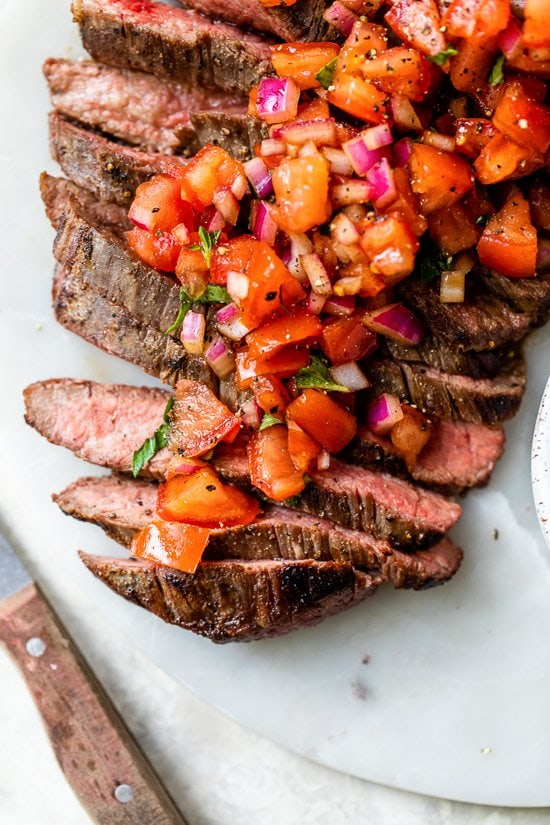 Grilled Flank Steak With Tomatoes, Red Onion and Balsamic