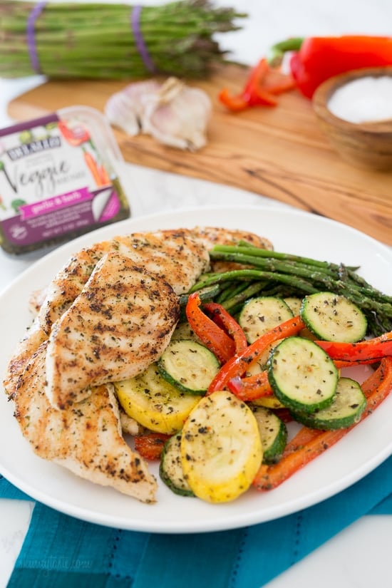 This Garlic and Herb Grilled Chicken and Veggie recipe checks off all the boxes – quick, easy, delicious and low-carb!