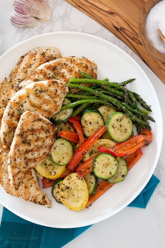 This Garlic and Herb Grilled Chicken and Veggie recipe checks off all the boxes – quick, easy, delicious and low-carb!